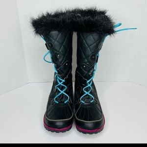 Sorel | Black Tivoli Twist Winter Boots Blue Laces